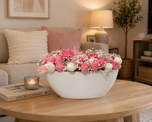 Dekorativer Blumenstrauß in Rosa und Weiß